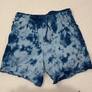 American Eagle Men's Blue Tie Dye Trekker Flex‎ Shorts Size Small Elastic Waist